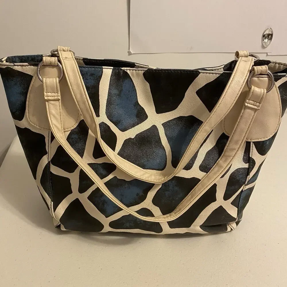 Womens Y2K Tote Bag Vintage Handbag Punk Shoulder Purse Faux Leather AnimalPrint